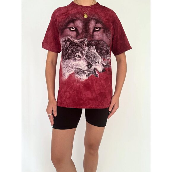2000s The Mountain red wolf pack wolves nature faded graphic cotton tee shirt - Picture 2 of 10